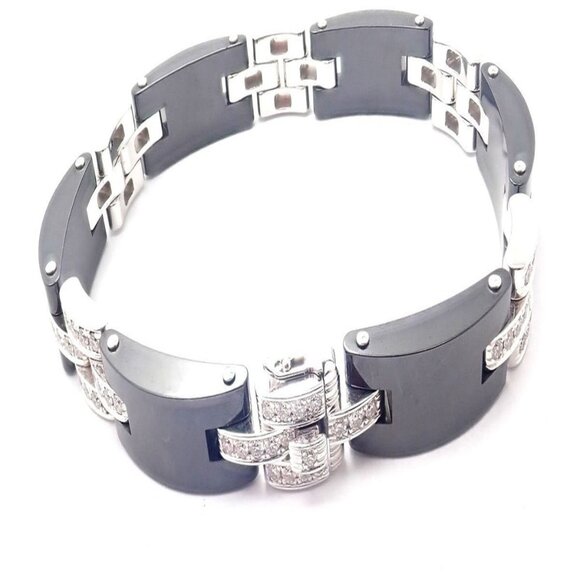 Authentic! Cartier Maillon Panthere 18K White Gold Diamond Ceramic Link Bracelet - Picture 5 of 9